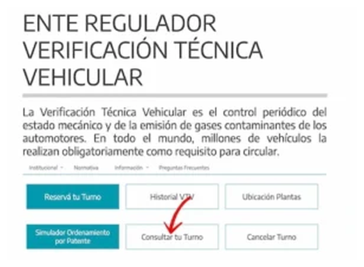 Paso 1 para consultar o cambiar el turno de la VTV en Berazategui