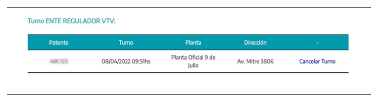 Paso 3 para consultar o cambiar el turno de la VTV en Berazategui